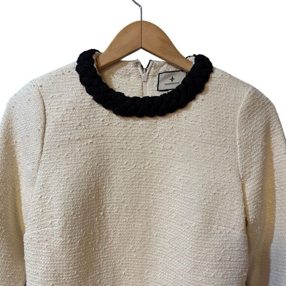 Tuckernuck Womens Cream Sheath Dress with Peter Pan Collar Size XS - Picture 4 of 11